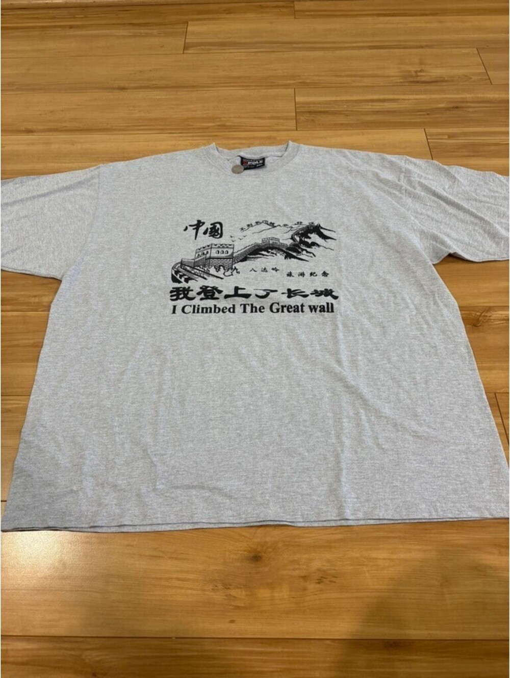 Vintage Southpole Y2K Great Wall of China Tourist Graphic Tee - Grey 2XL